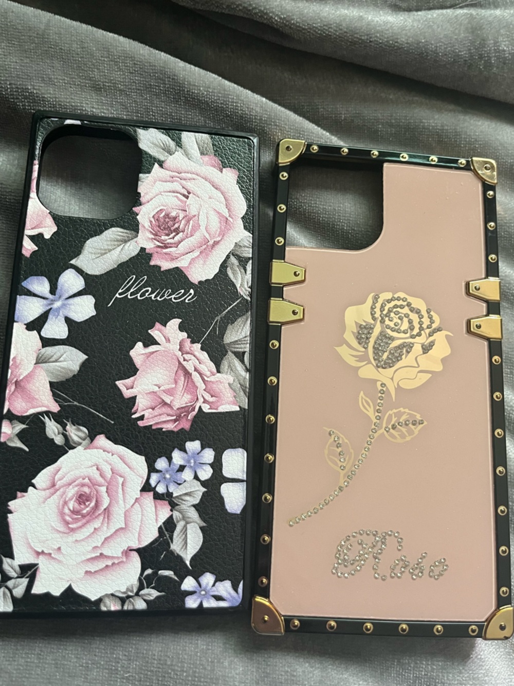 Floral Pink & Black iPhone 13 Case Set
